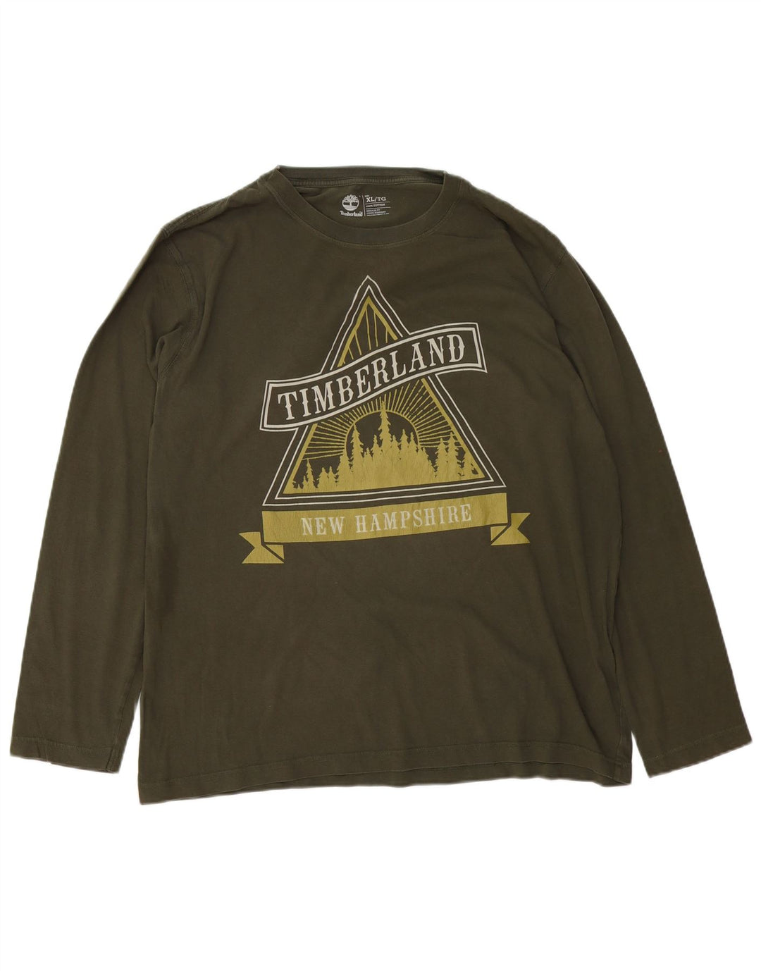 TIMBERLAND Męski top z grafiką o regularnym kroju, z długim rękawem, XL, w kolorze khaki, bawełniany