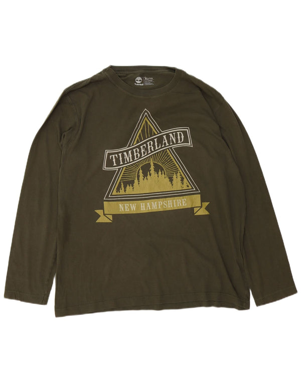 TIMBERLAND Męski top z grafiką o regularnym kroju, z długim rękawem, XL, w kolorze khaki, bawełniany