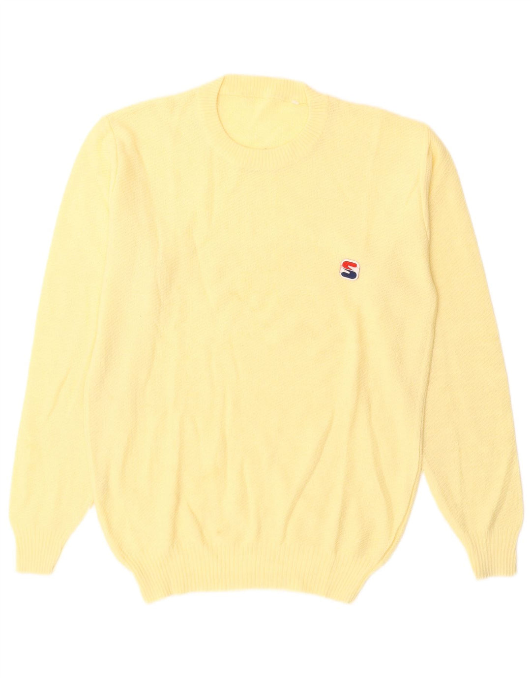 Sweter damski VINTAGE z okrągłym dekoltem UK 14 Średniej żółtej wełny