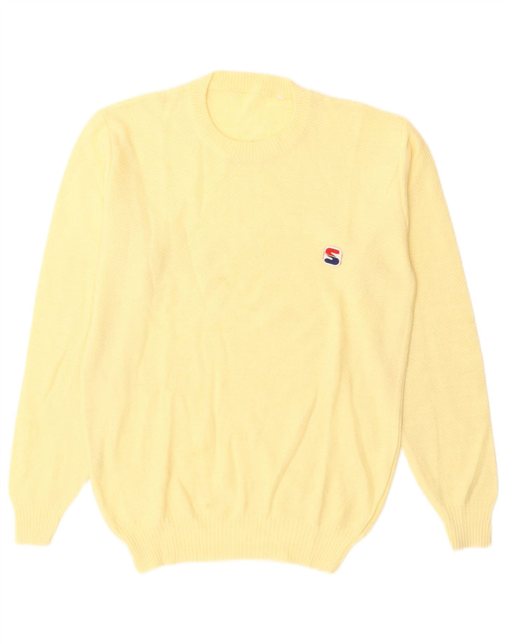 Sweter damski VINTAGE z okrągłym dekoltem UK 14 Średniej żółtej wełny