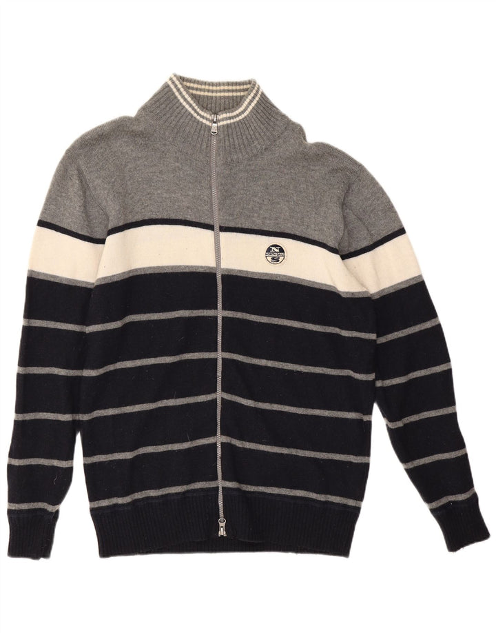 Męski sweter rozpinany North Sails XL, szara, wełniana z blokami kolorów