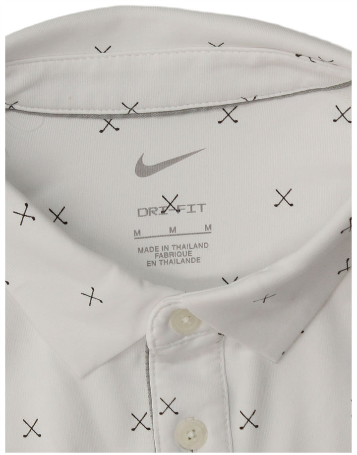 Męska koszulka polo Nike Dri Fit Średni biały geometryczny poliester