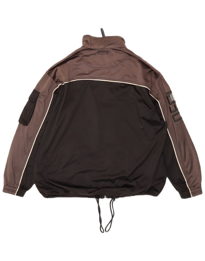 Męska kurtka dresowa Diadora z grafiką UK 42, duża, czarna, z blokami kolorów