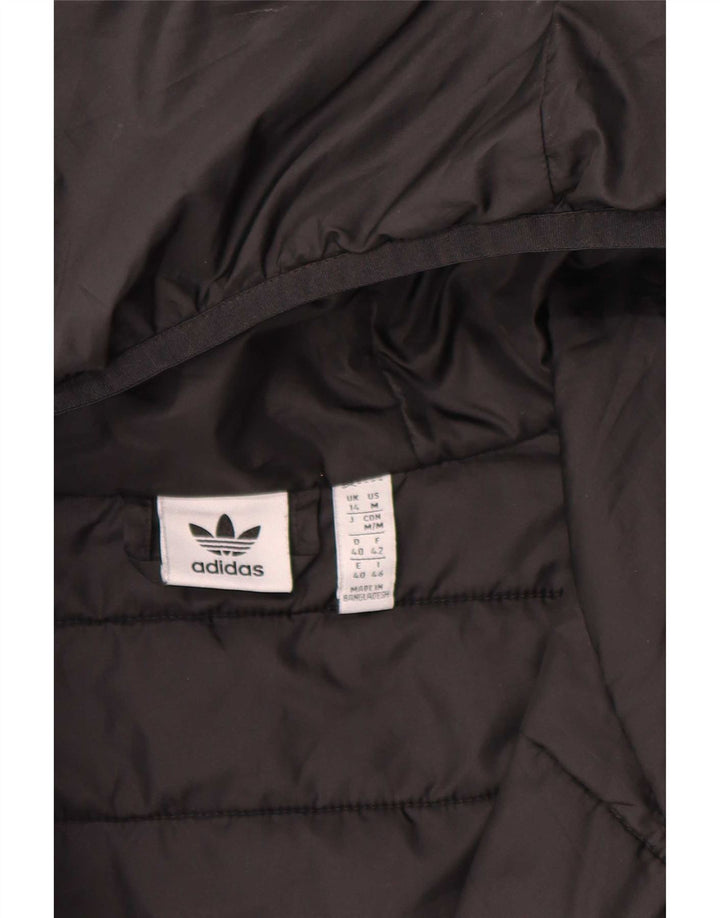 Damska kurtka z kapturem i wyściełaną Adidas UK 14, duża, czarna, poliestrowa
