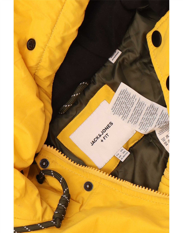 Męska kurtka parka z kapturem Jack & Jones UK 46 3XL Żółty poliester