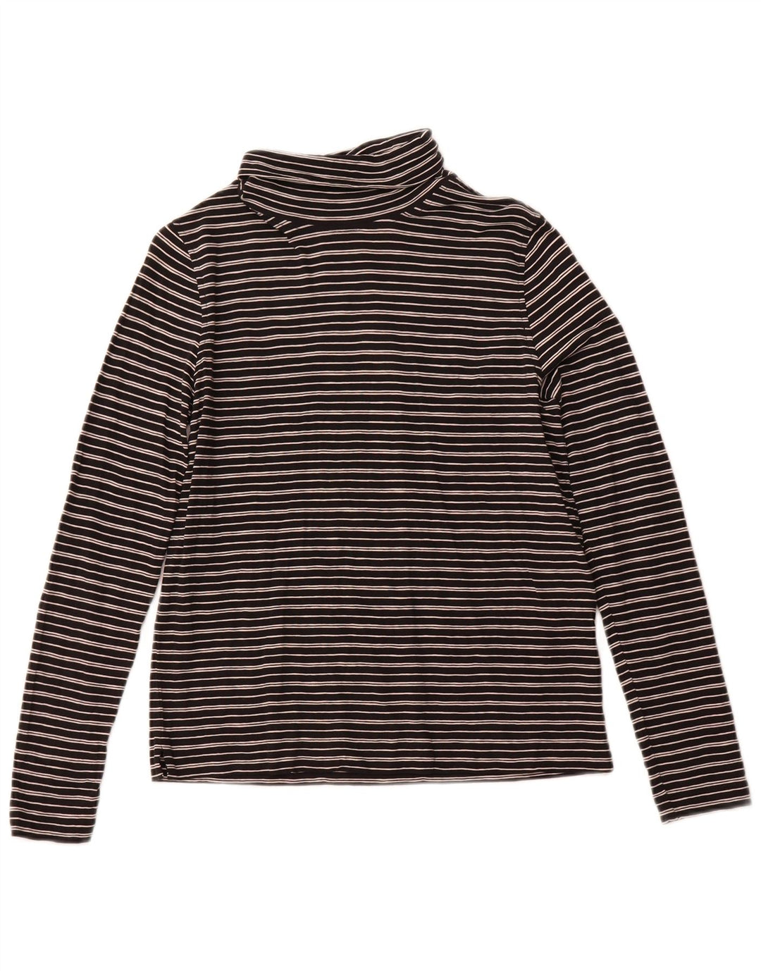 WHISTLES Damski top z golfem i długim rękawem, UK 10, małe, czarne paski, bawełna