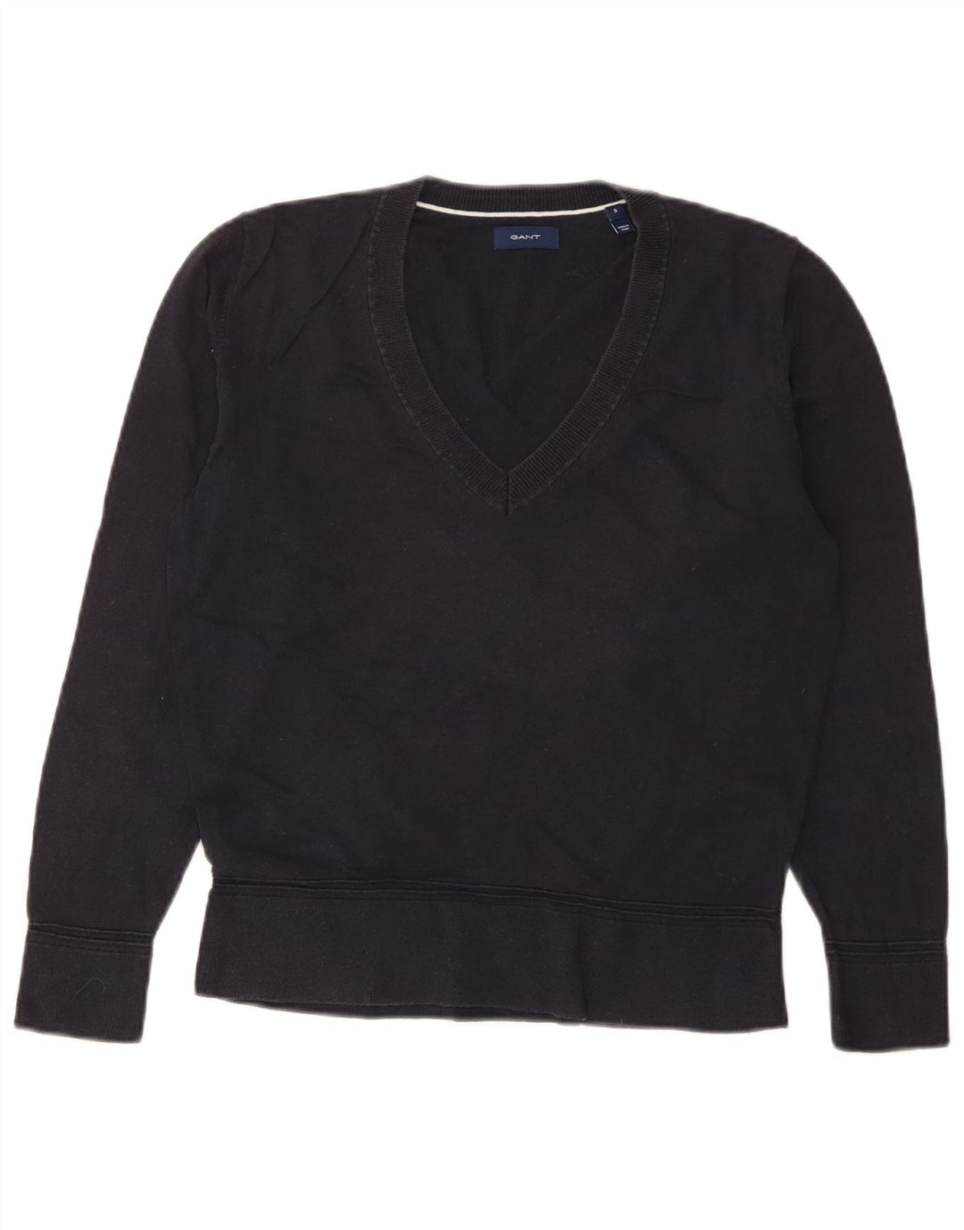 Sweter damski Gant z dekoltem w kształcie litery V, UK 10, mały, granatowy