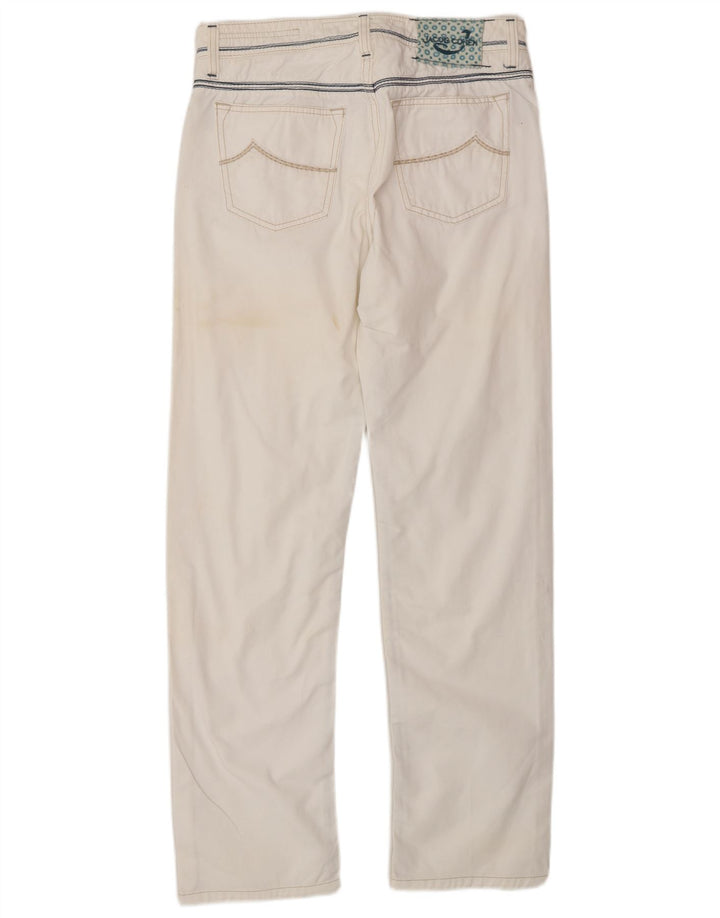 Jacob Cohen Męskie proste dżinsy W33 L31 Biała bawełna