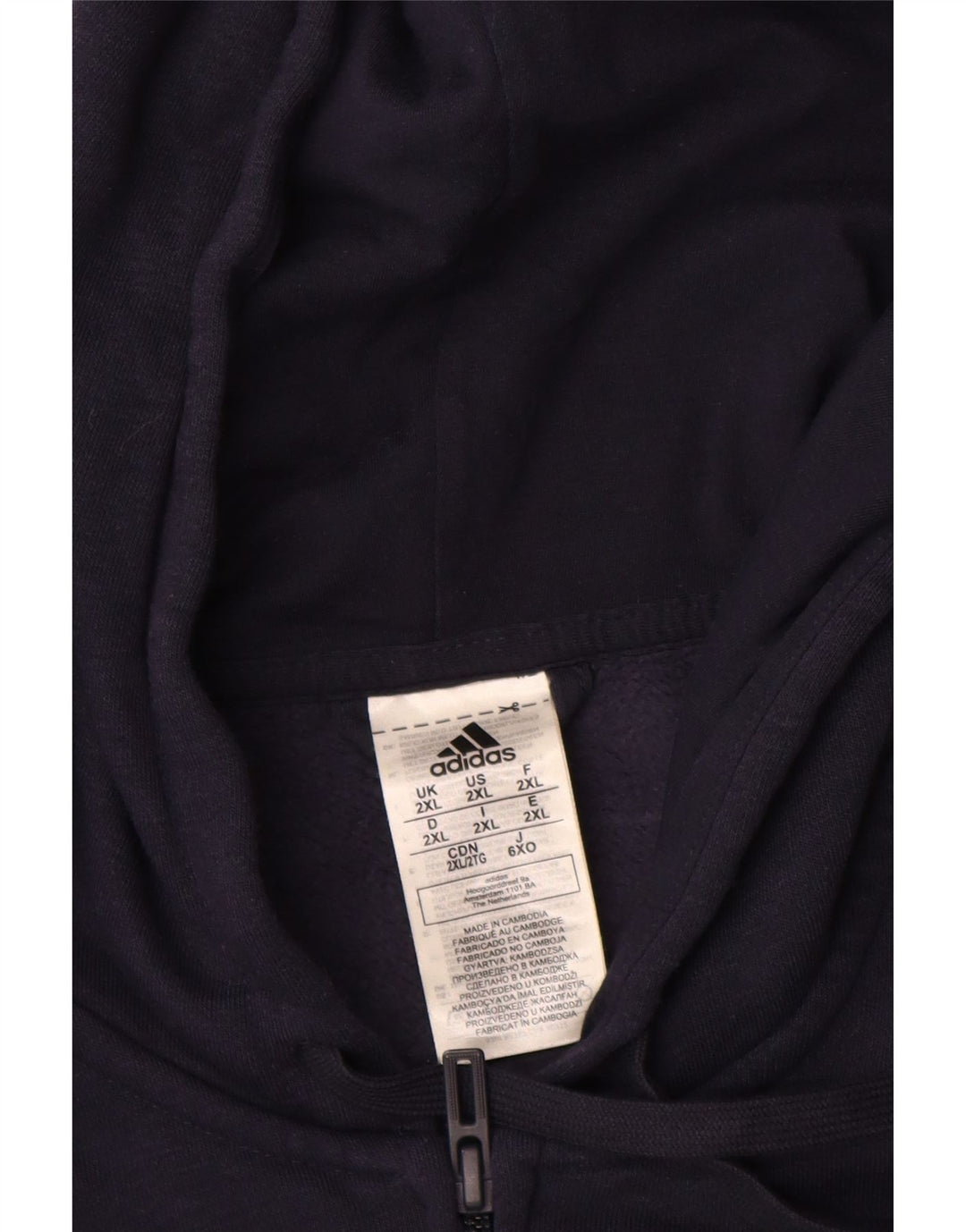 Adidas Męski sweter z kapturem i zamkiem błyskawicznym 2XL Granatowy, bawełniany