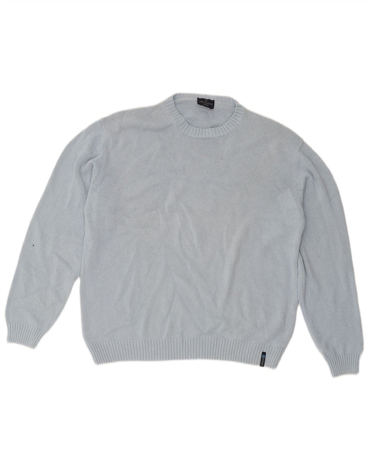 Męski sweter z wycięciem pod szyją Trussardi, duży niebieski