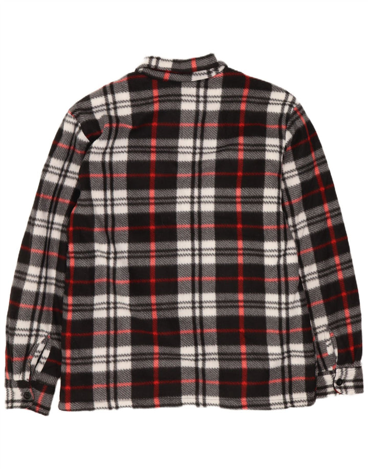 Vintage męska koszula flanelowa Sherpa drwal, średnia czarna krata, poliester