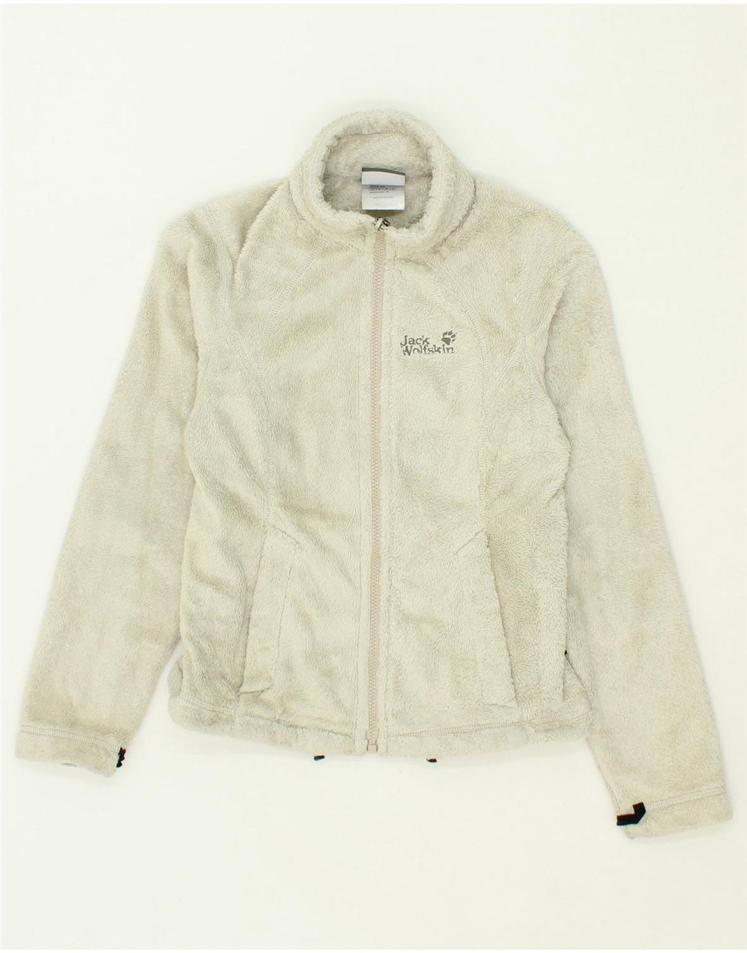 JACK WOLFSKIN Womens Fleece Jacket UK 8 Small Beige Polyester Vintage Jack Wolfskin and Second-Hand Jack Wolfskin from Messina Hembry 