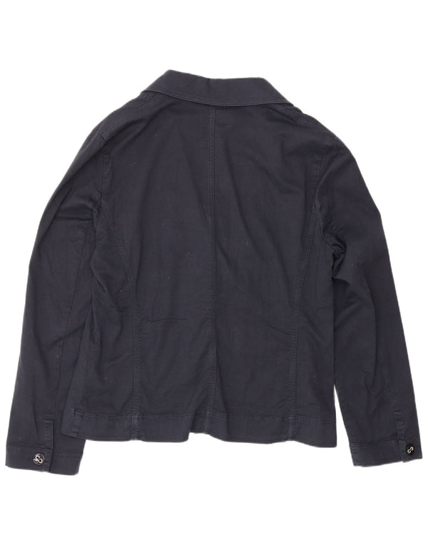 Damska marynarka Perte by Krizia zapinana na 2 guziki, UK 14, duża, granatowa, bawełniana