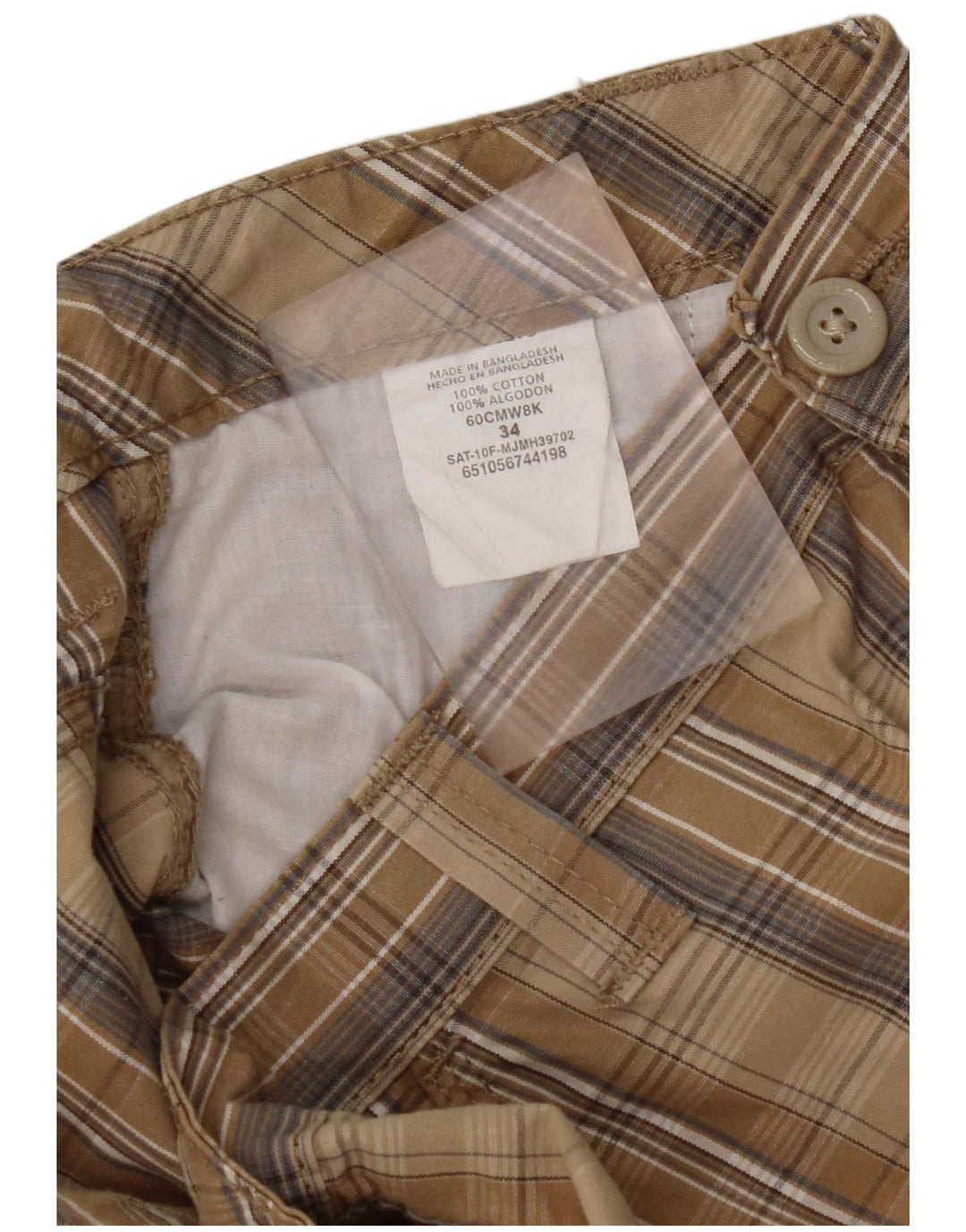 Męskie spodenki cargo WRANGLER W34, duża, bawełniana, brązowa krata