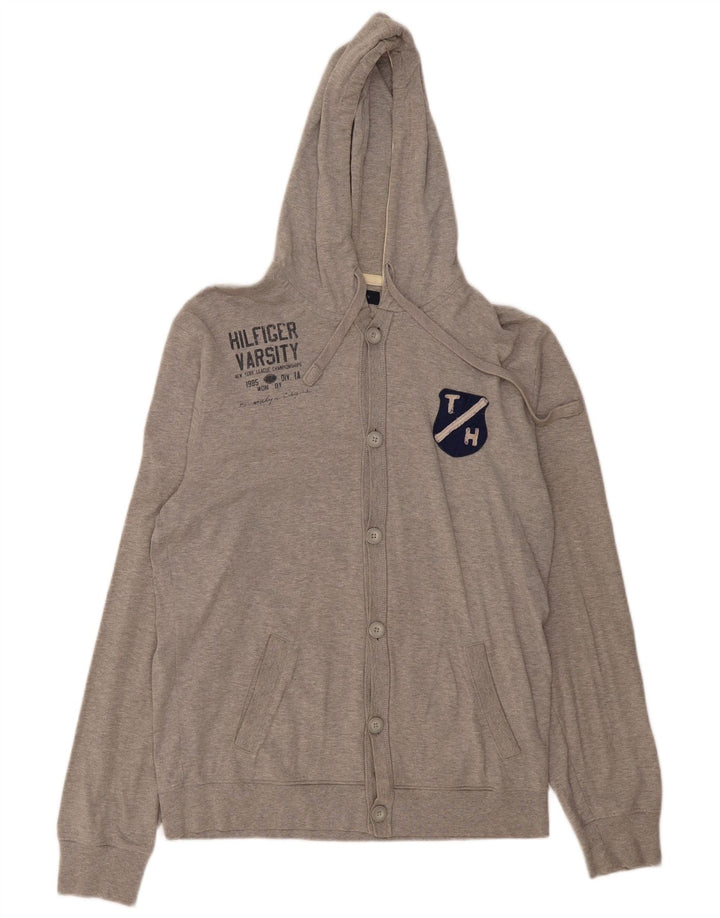 Damski sweter rozpinany z kapturem TOMMY HILFIGER w stylu vintage, UK 18 XL, szary