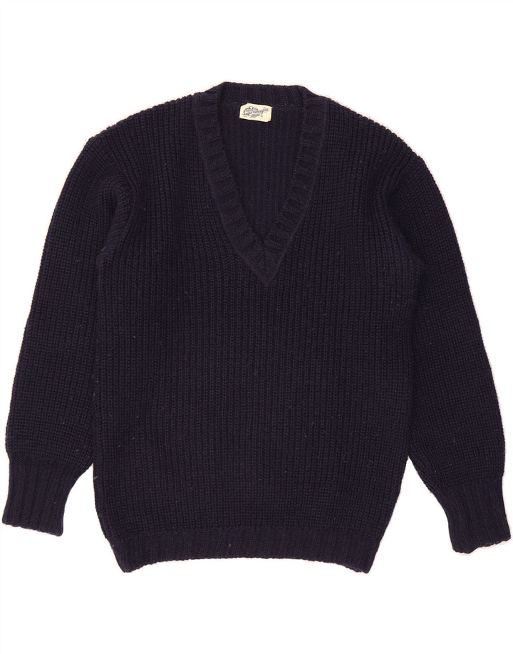 SUPERMAGLIA Womens Oversized V-Neck Jumper Sweater US 3 Small Navy Blue Vintage Supermaglia and Second-Hand Supermaglia from Messina Hembry 
