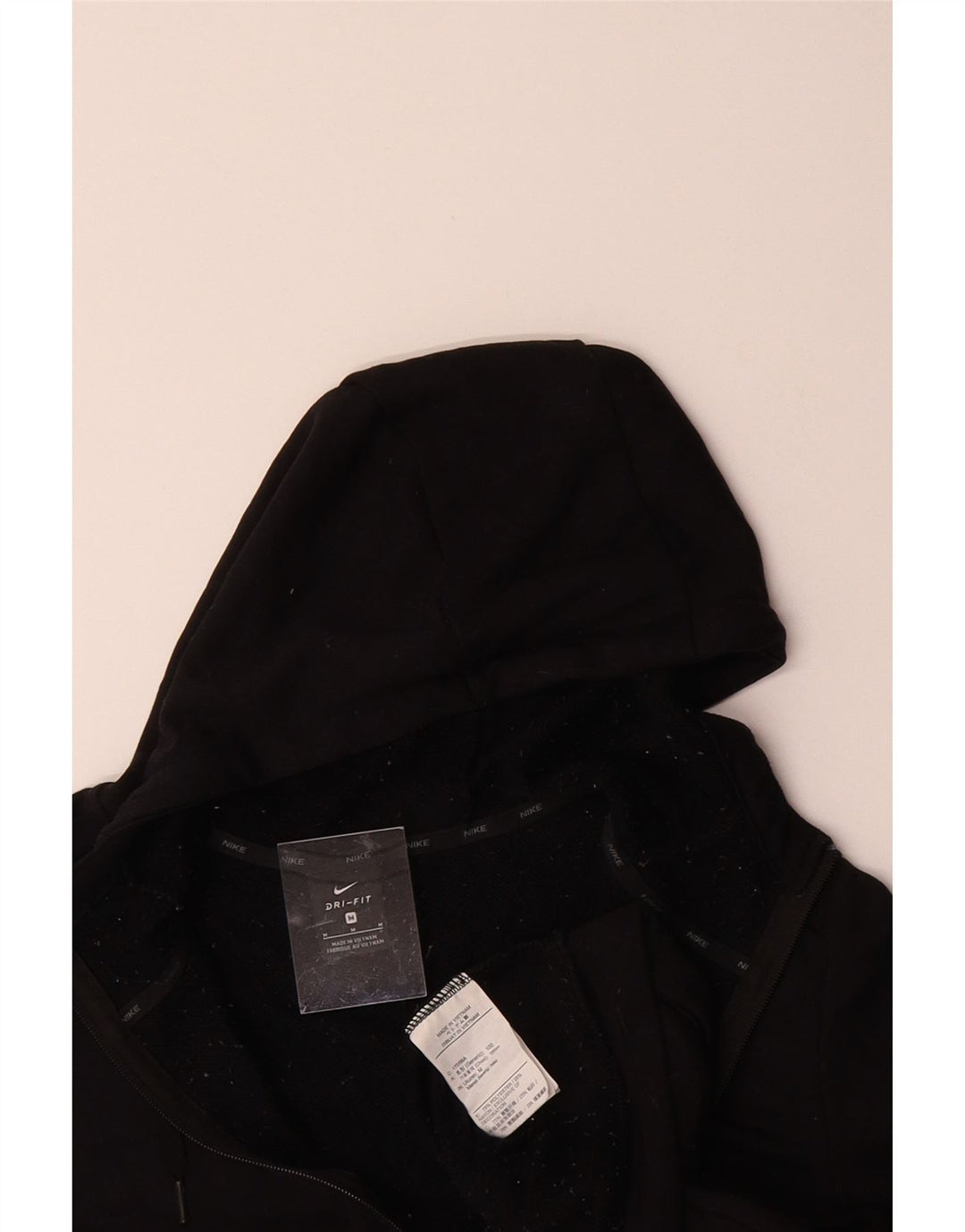 NIKE Mens Zip Hoodie Sweater Medium Black Polyester