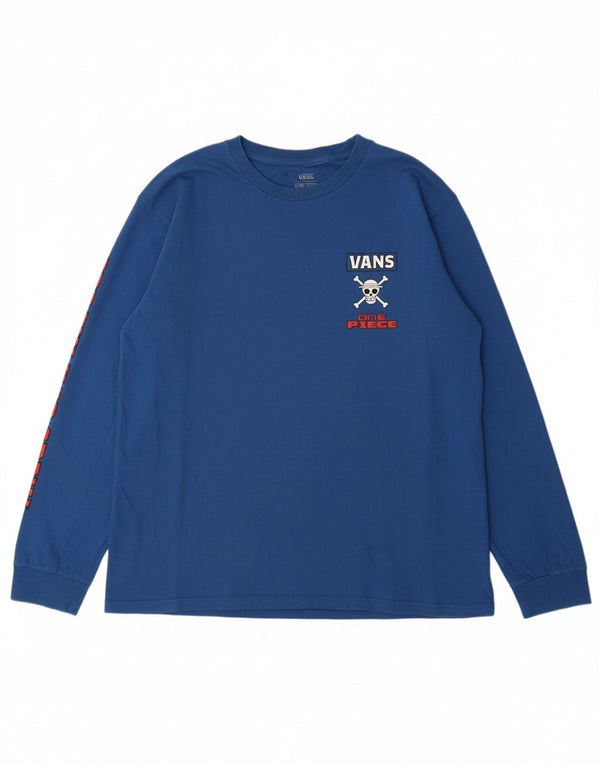 Chłopięcy top VANS ze słomkowym kapeluszem i okrągłym dekoltem, z długim rękawem, 14-15 lat, XL, niebieski