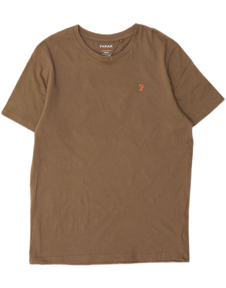 T-shirt męski Farah, bawełniany, średni khaki