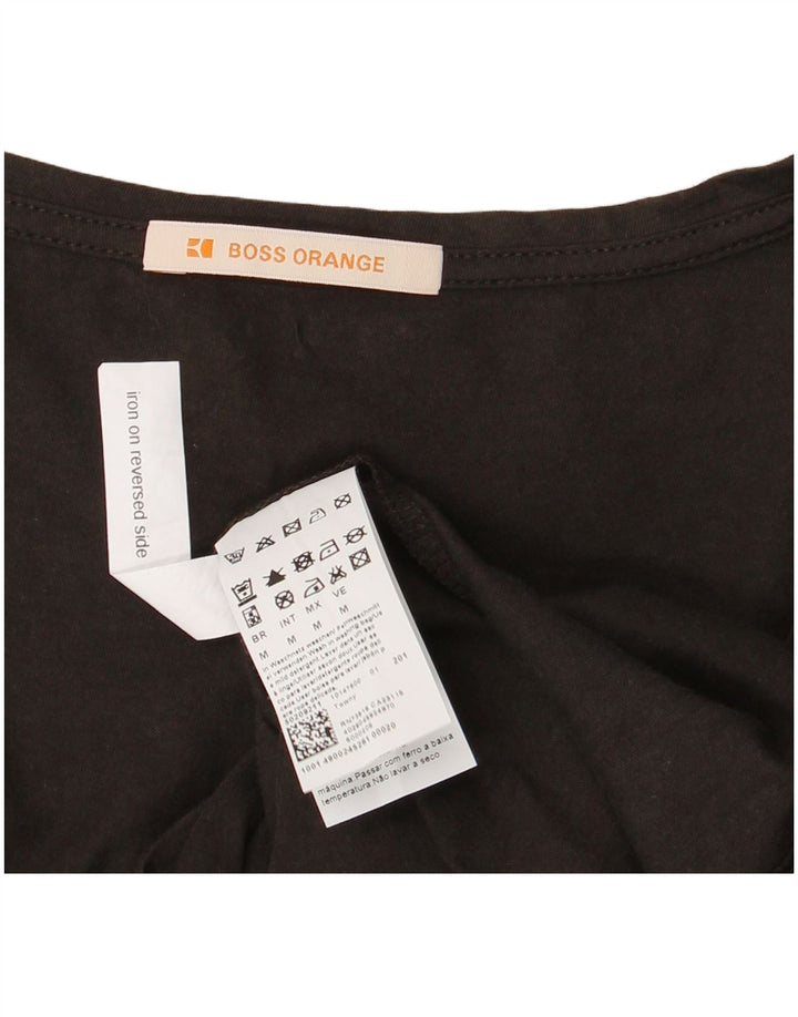 Damska koszulka z grafiką HUGO BOSS Top UK 12, średnia brązowa bawełna