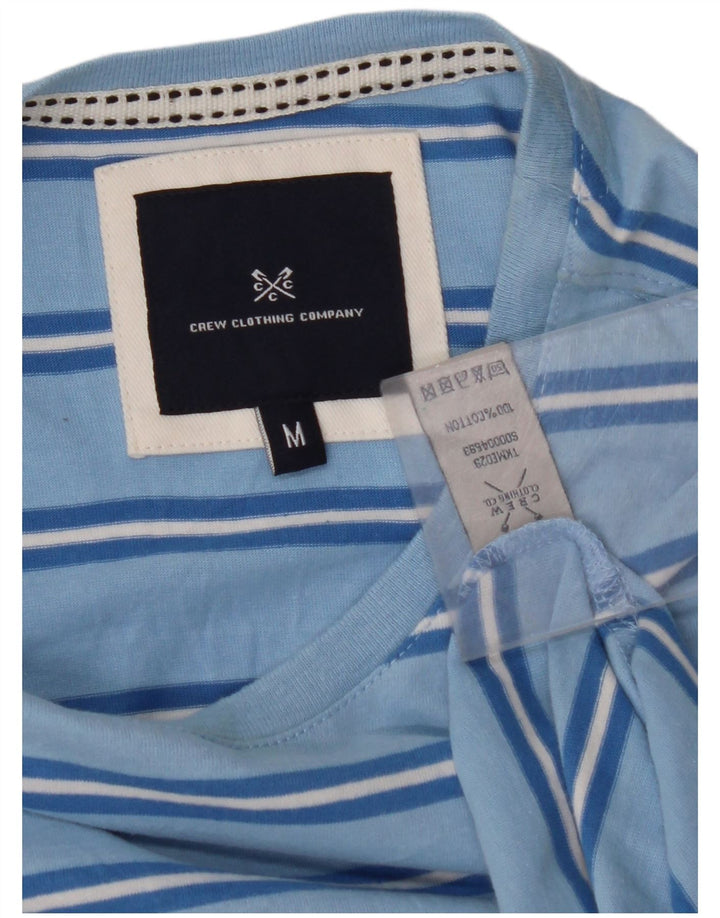 CREW CLOTHING Męski T-shirt Top z bawełny w średnie niebieskie paski