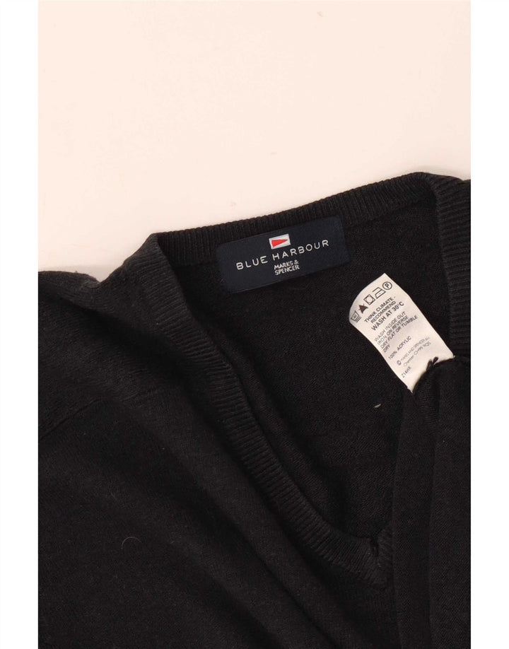Marks & Spencer Męski sweter z dekoltem w kształcie litery V, średni granatowy akryl