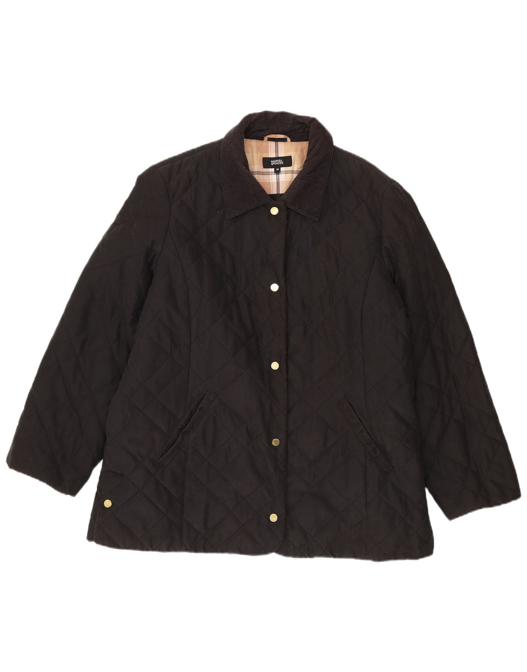 Marks & Spencer Damska pikowana kurtka UK 20 2XL Czarny poliester