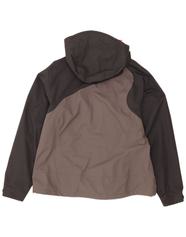 Damska kurtka przeciwdeszczowa z kapturem Jack Wolfskin UK 18/20 XL, szary, blok kolorów