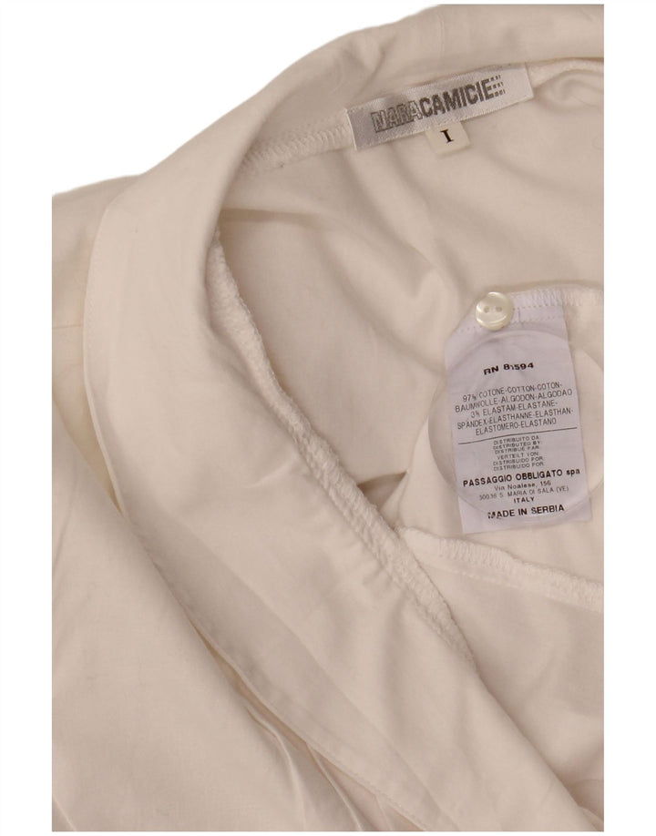 Damska koszula smokingowa NARACAMICIE UK 12, średnia biała bawełna