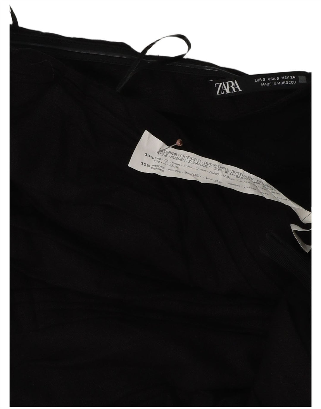 Zara damska mini sukienka bez ramiączek UK 8 mała czarna lniana