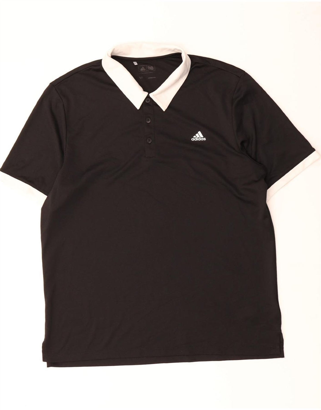 ADIDAS Mens Polo Shirt Large Black Colourblock Polyester