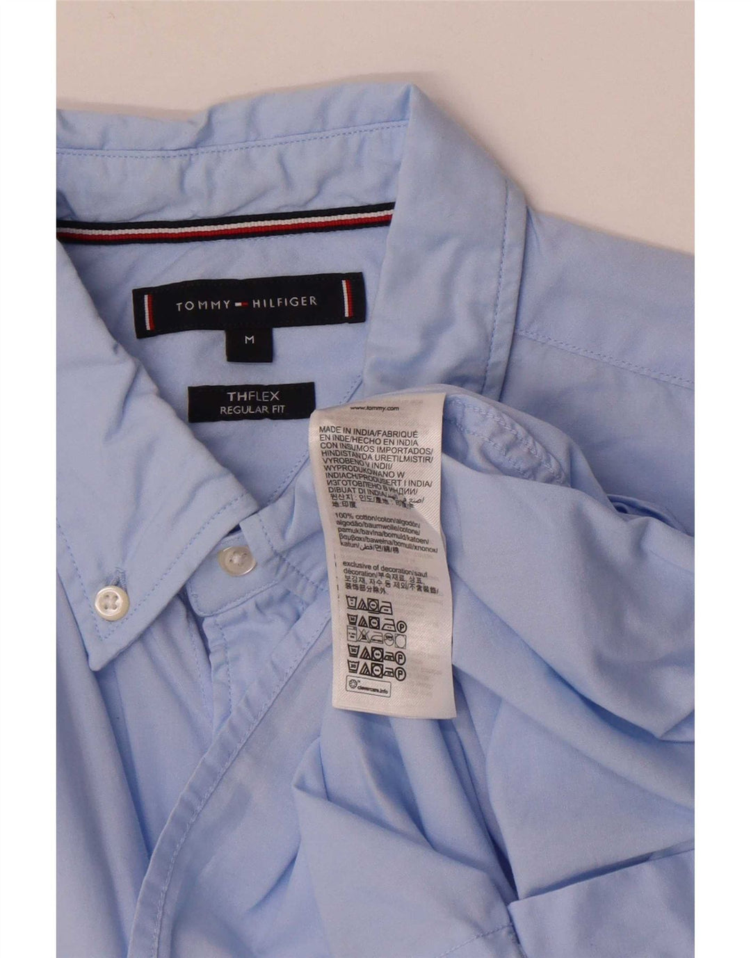 Męska koszula z krótkim rękawem o regularnym kroju Tommy Hilfiger, bawełniana, w kolorze średnioniebieskim