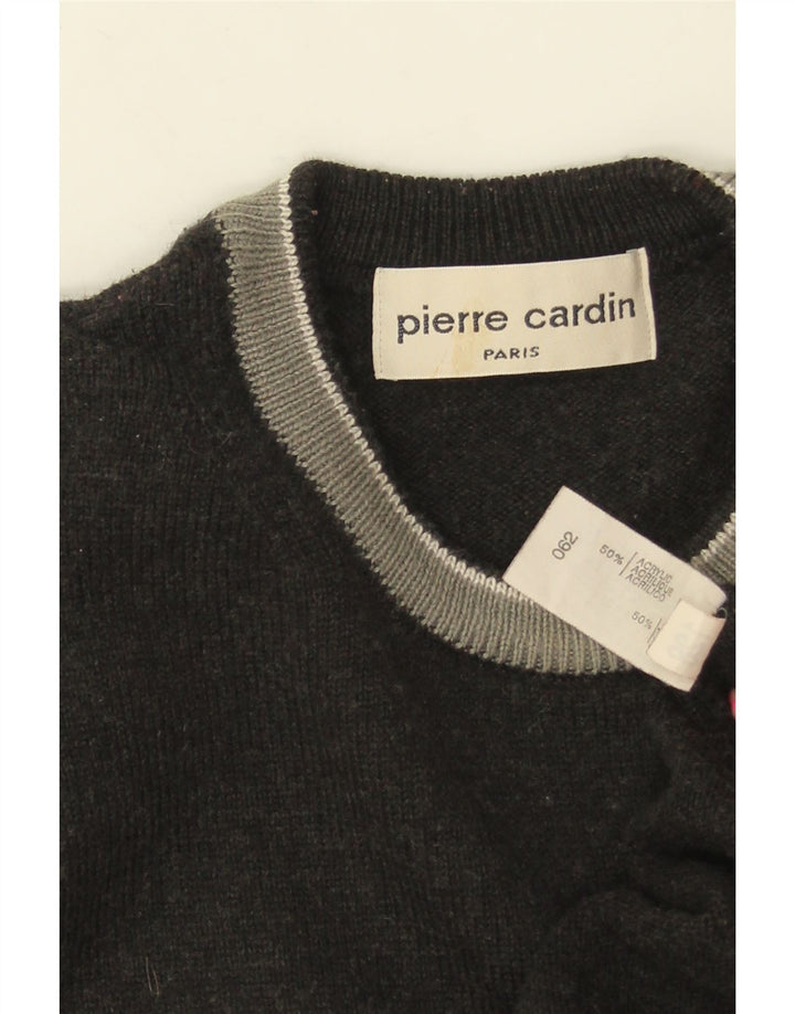 PIERRE CARDIN Męski sweter z okrągłym dekoltem, średnioszary, z blokami kolorów