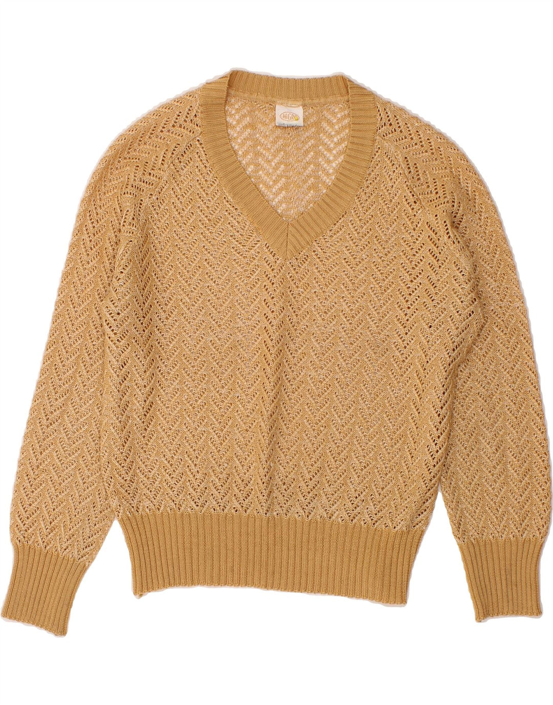 VINTAGE Womens V-Neck Jumper Sweater IT 46 Large Brown Polyacrylic Vintage Vintage and Second-Hand Vintage from Messina Hembry 