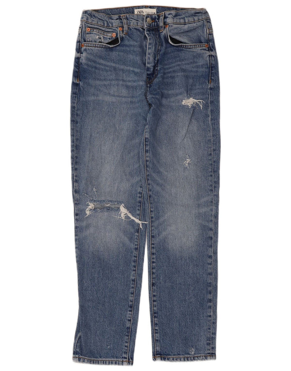 Damskie jeansy Zara w trudnej sytuacji, proste EU 36 XS W26 L27 niebieskie