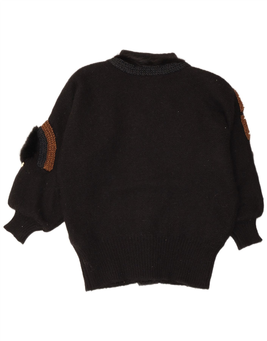 Damski sweter rozpinany VINTAGE w abstrakcyjny wzór EU 42/44, duży czarny