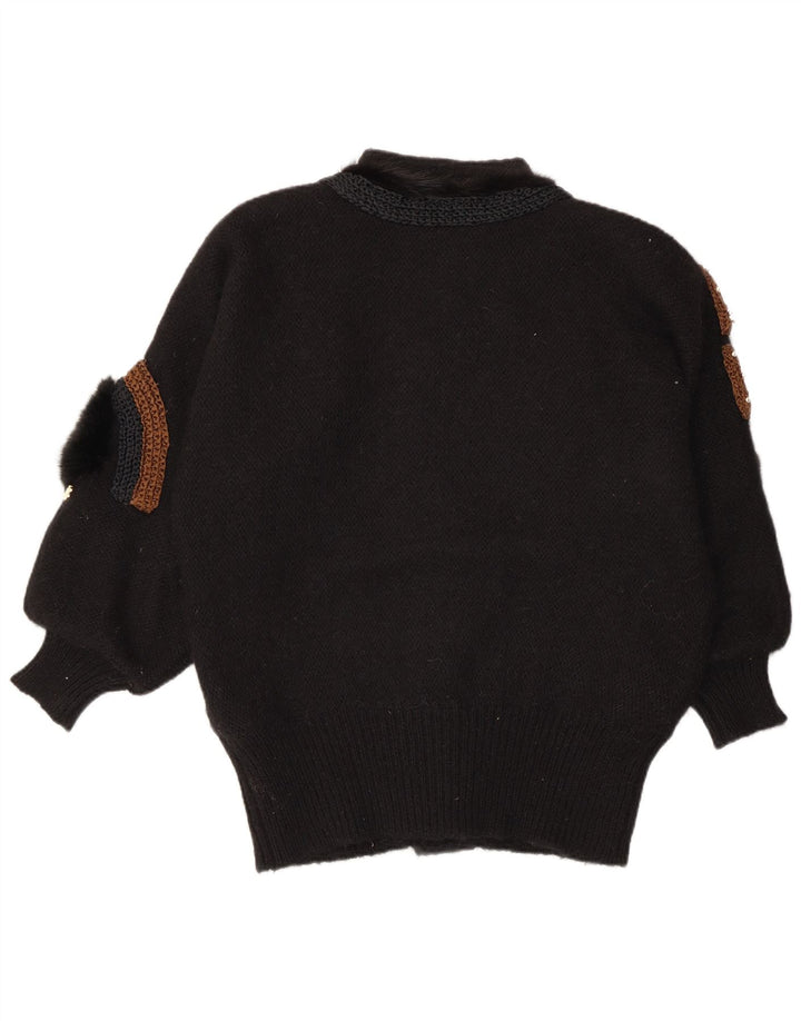 Damski sweter rozpinany VINTAGE w abstrakcyjny wzór EU 42/44, duży czarny