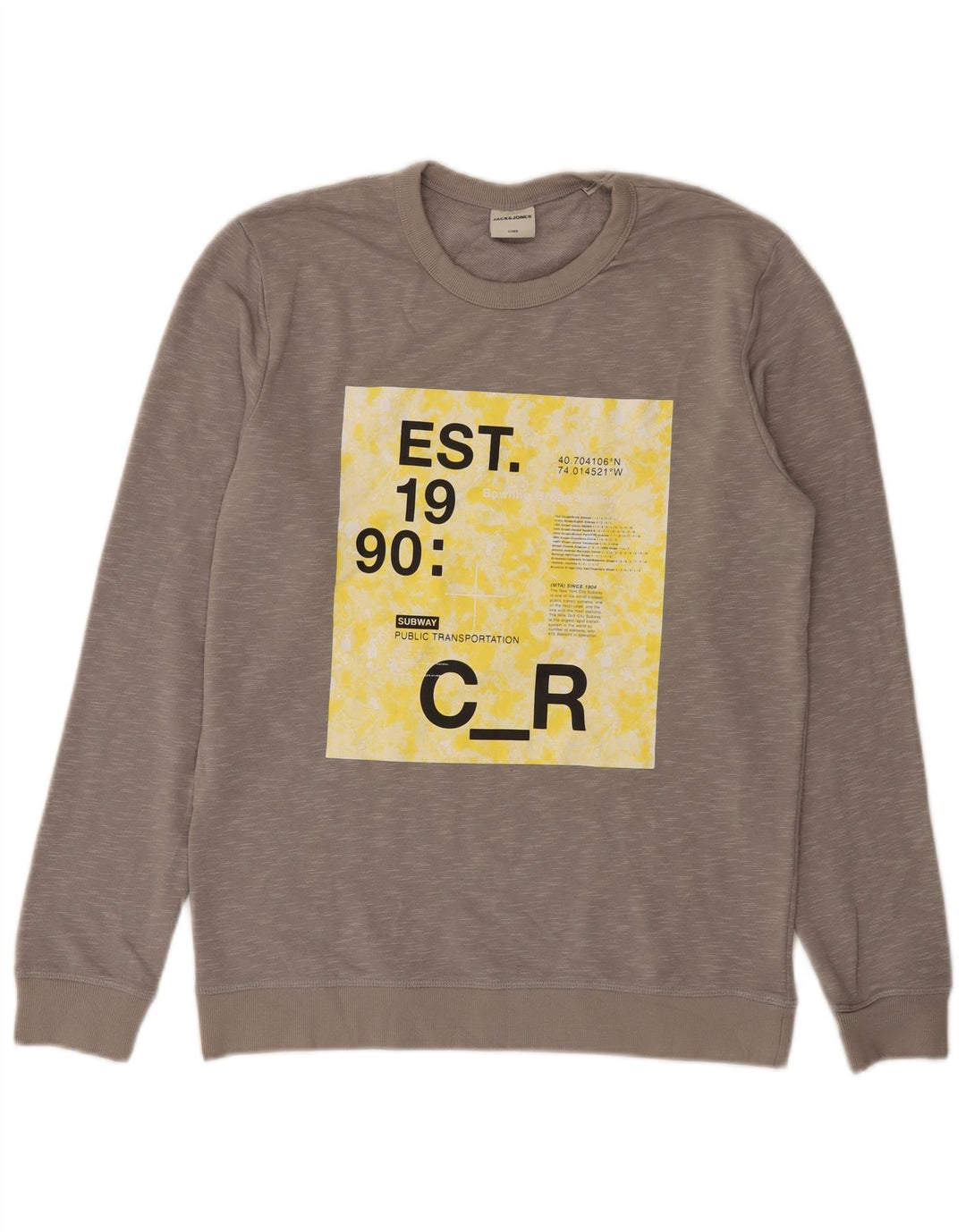 Męski sweter z grafiką Jack & Jones, średnioszary, nakrapiany