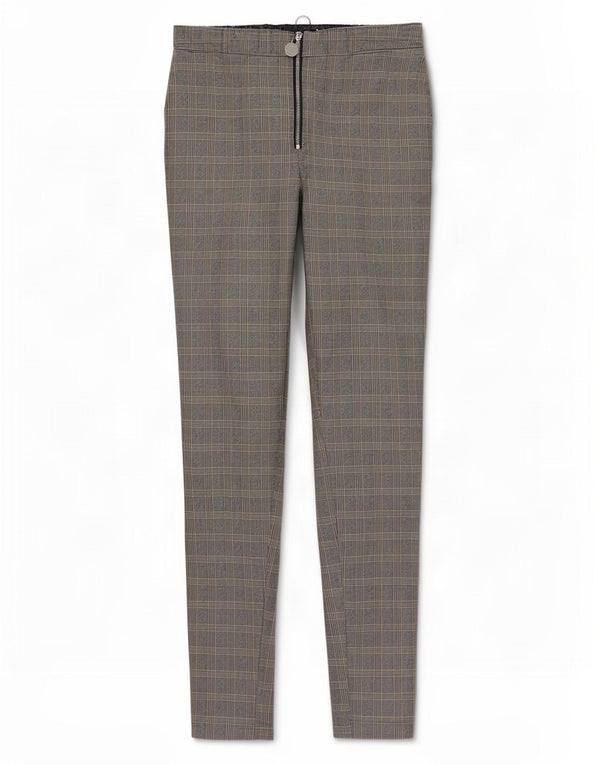 Zara Womens Slim Casual Trousers Small W26 L26 Grey Check Viscose