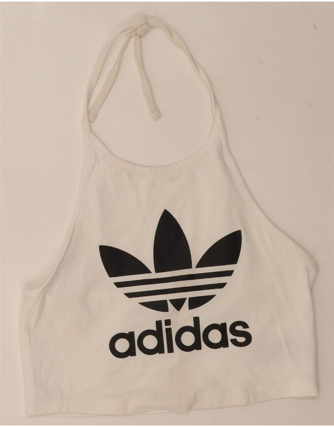 Damska koszulka Adidas Crop Graphic Halter Top UK 14 Średnia biała bawełna