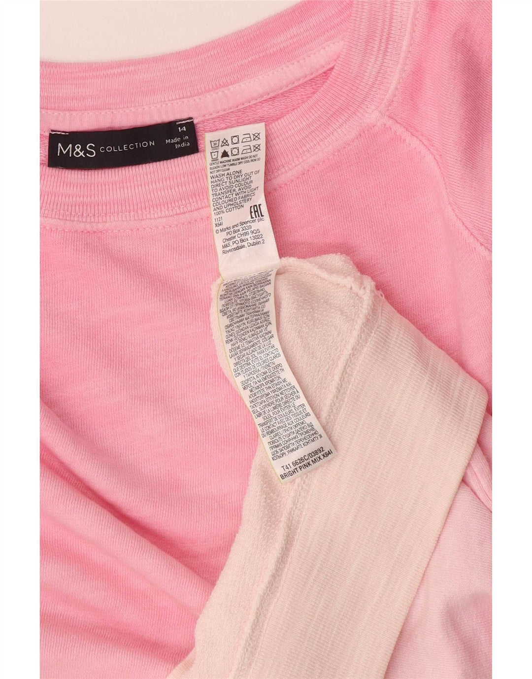 Damski sweter dresowy Marks & Spencer UK 14, duży, różowy, z blokami kolorów
