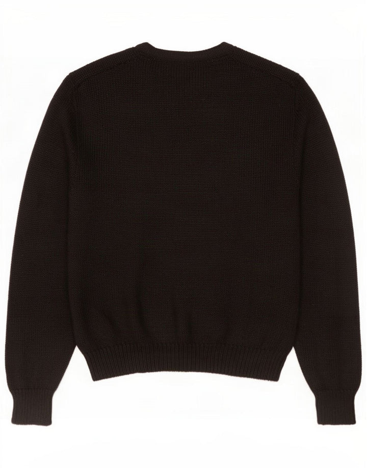 Vintage damski sweter kardigan w abstrakcyjny wzór UK 16 duży czarny