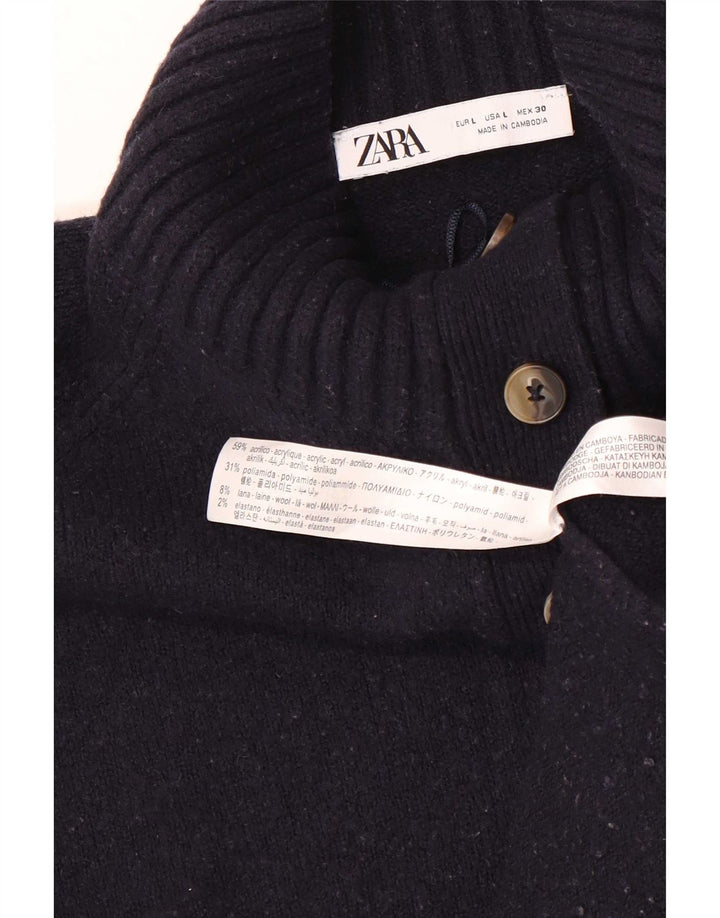 Damski sweter zapinany na guziki, duży, zapinany na guziki, Zara UK 16, duży, granatowy