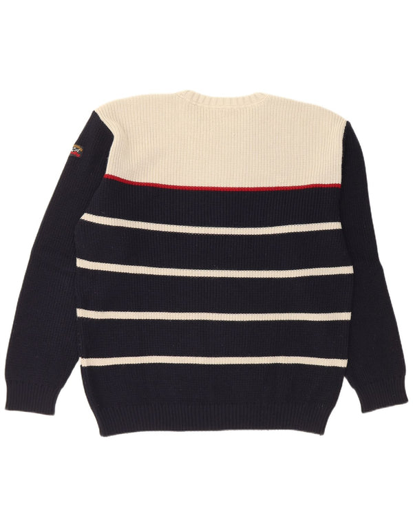 Męski sweter Paul & Shark z okrągłym dekoltem XL, granatowy, z wełny merynosów w paski