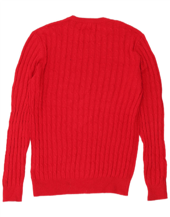Jack Wills Męski sweter z okrągłym dekoltem, mały, czerwony, wełniany