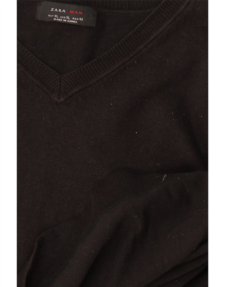 Męski sweter Zara z dekoltem w kształcie litery V, XL, czarny