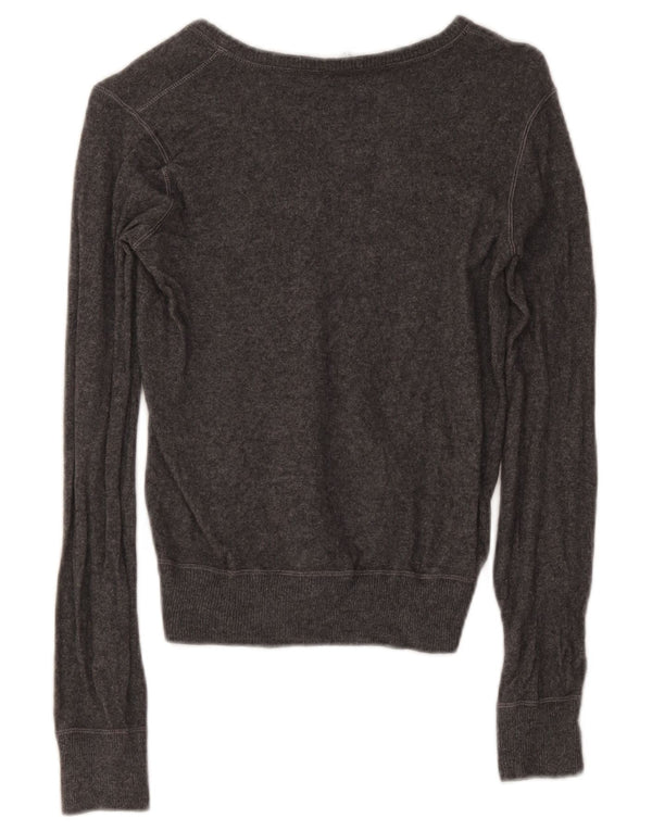 Sweter damski Armani Jeans Crop V-Neck UK 12 Średni szary wiskoza