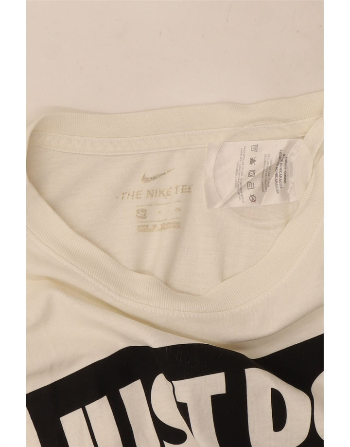 Męski T-shirt z grafiką Nike, mały, biały, bawełniany