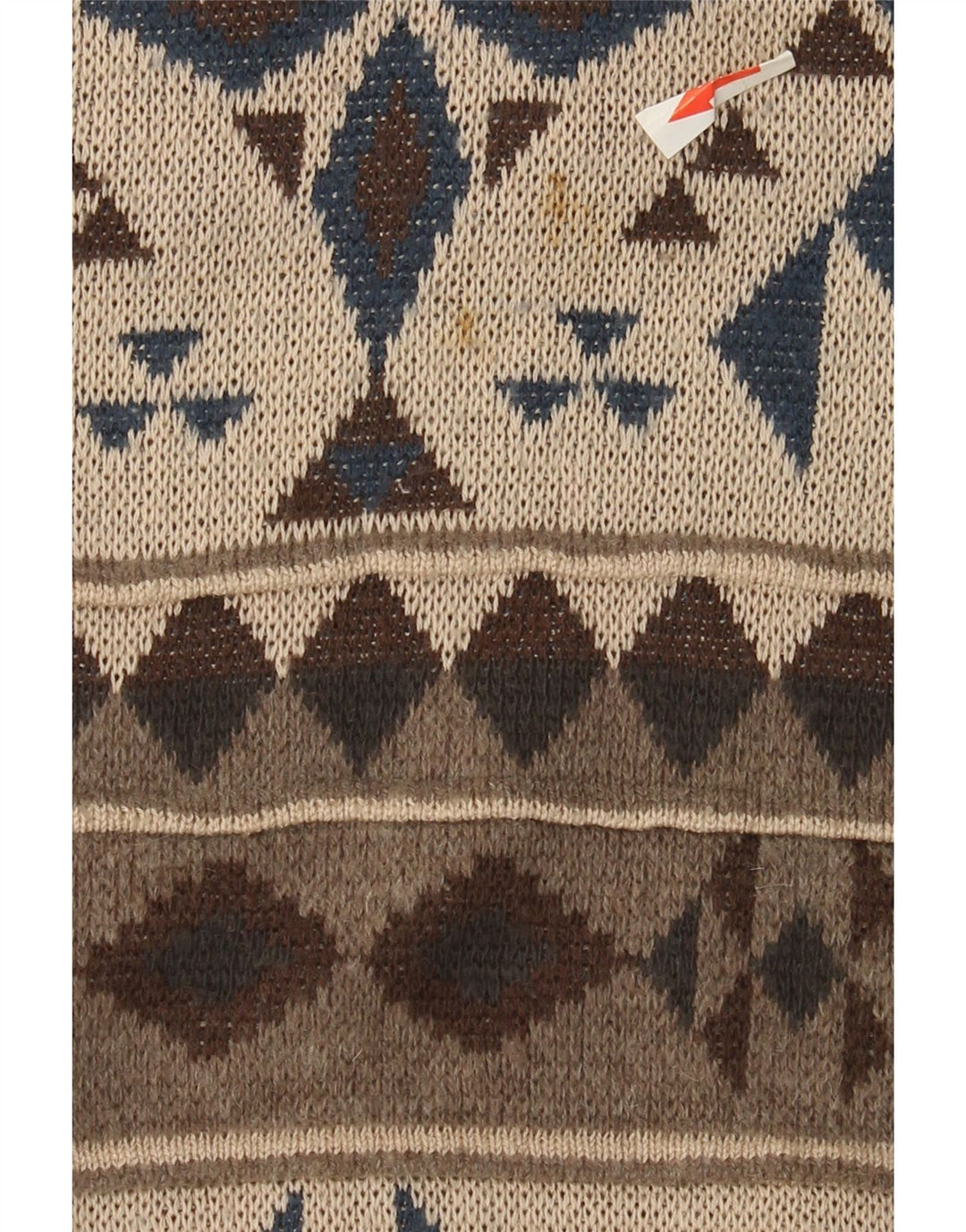 Vintage męski sweter z okrągłym dekoltem, duży, beżowy, geometryczny