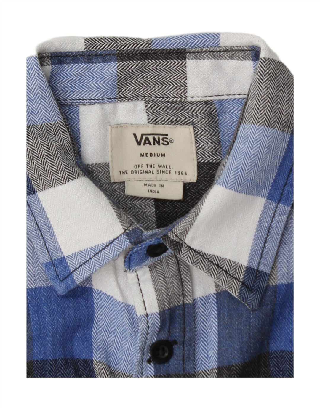 VANS Boys Flannel Shirt 10-11 Years Medium Blue Check Cotton